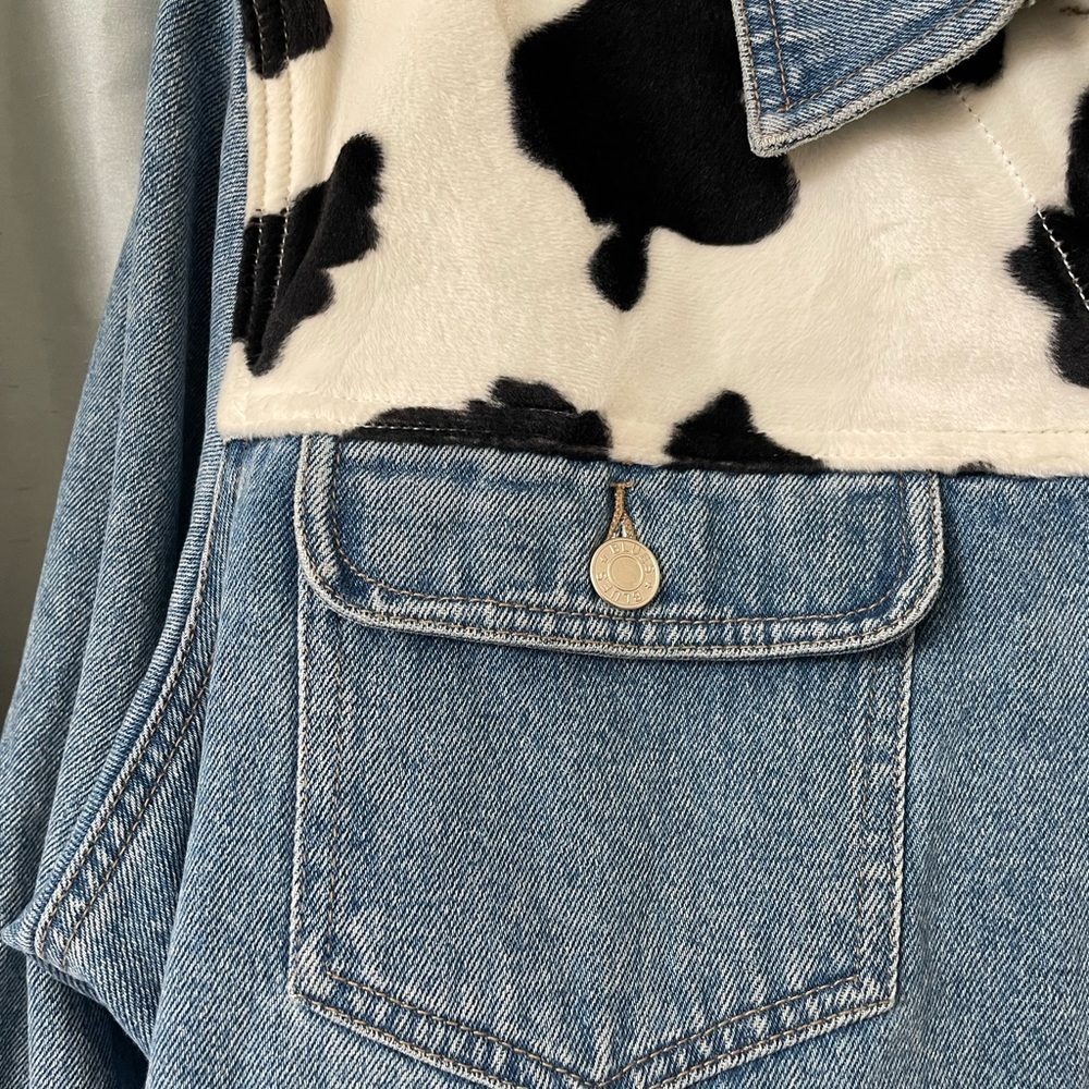 Baccini Cow Print Denim Jean Jacket with Button Closure Size 22 Vintage - Picture 9 of 9